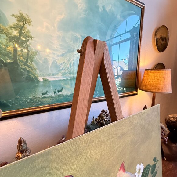 OOAK Vintage Signed Cardinal Painting with Wood Easel - Picture 7 of 14